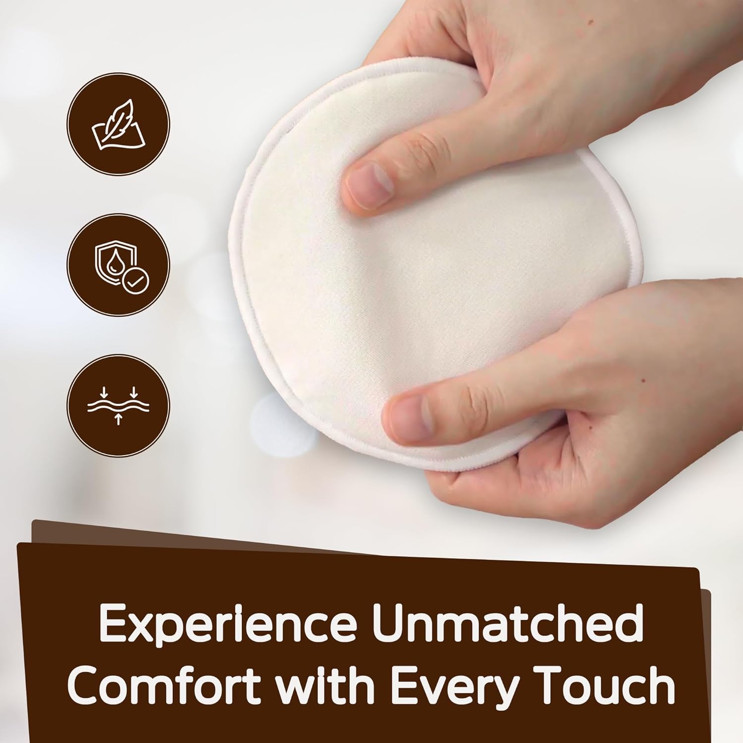 Close-up of ultra-soft nursing pad texture showing absorbent inner layer.