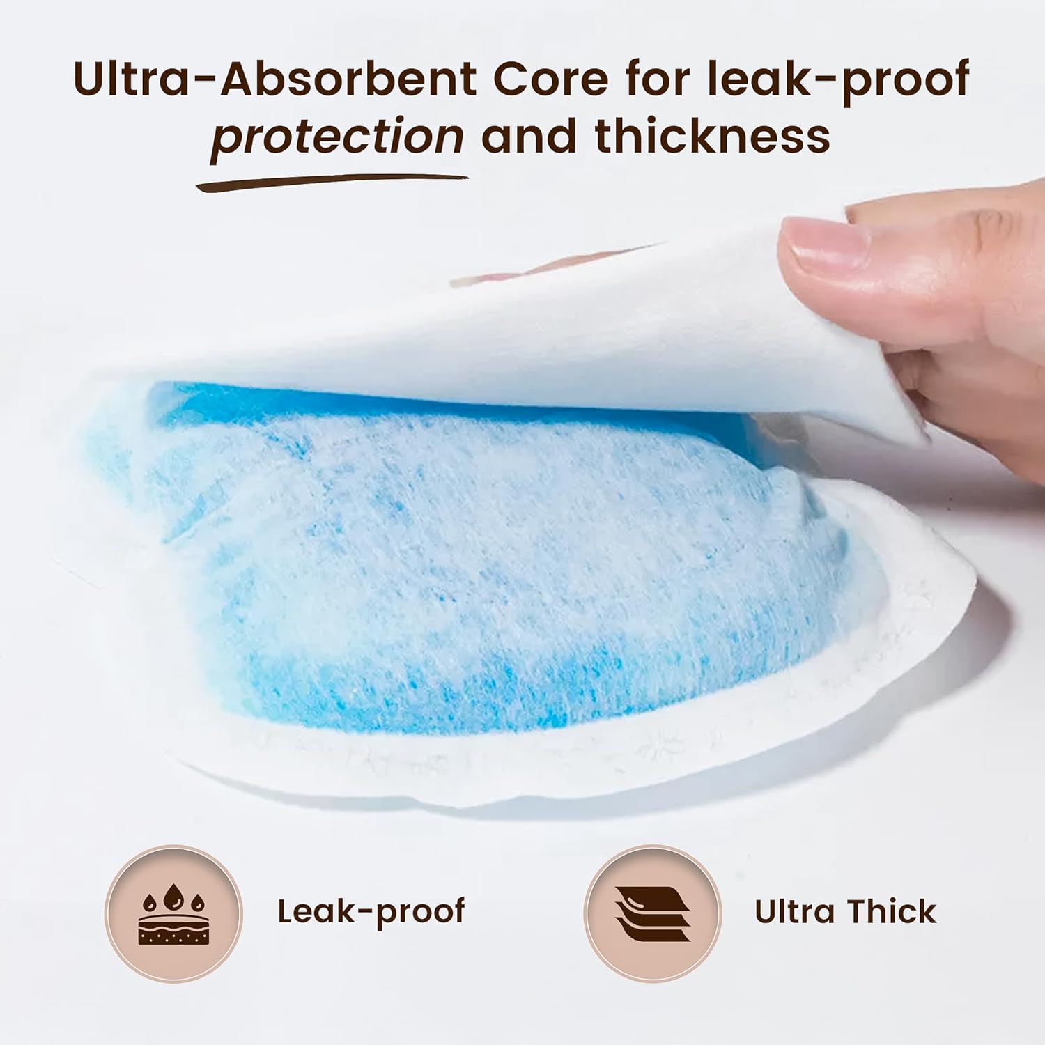 Close-up of disposable nursing pad surface showing absorbent and quick-dry layers.